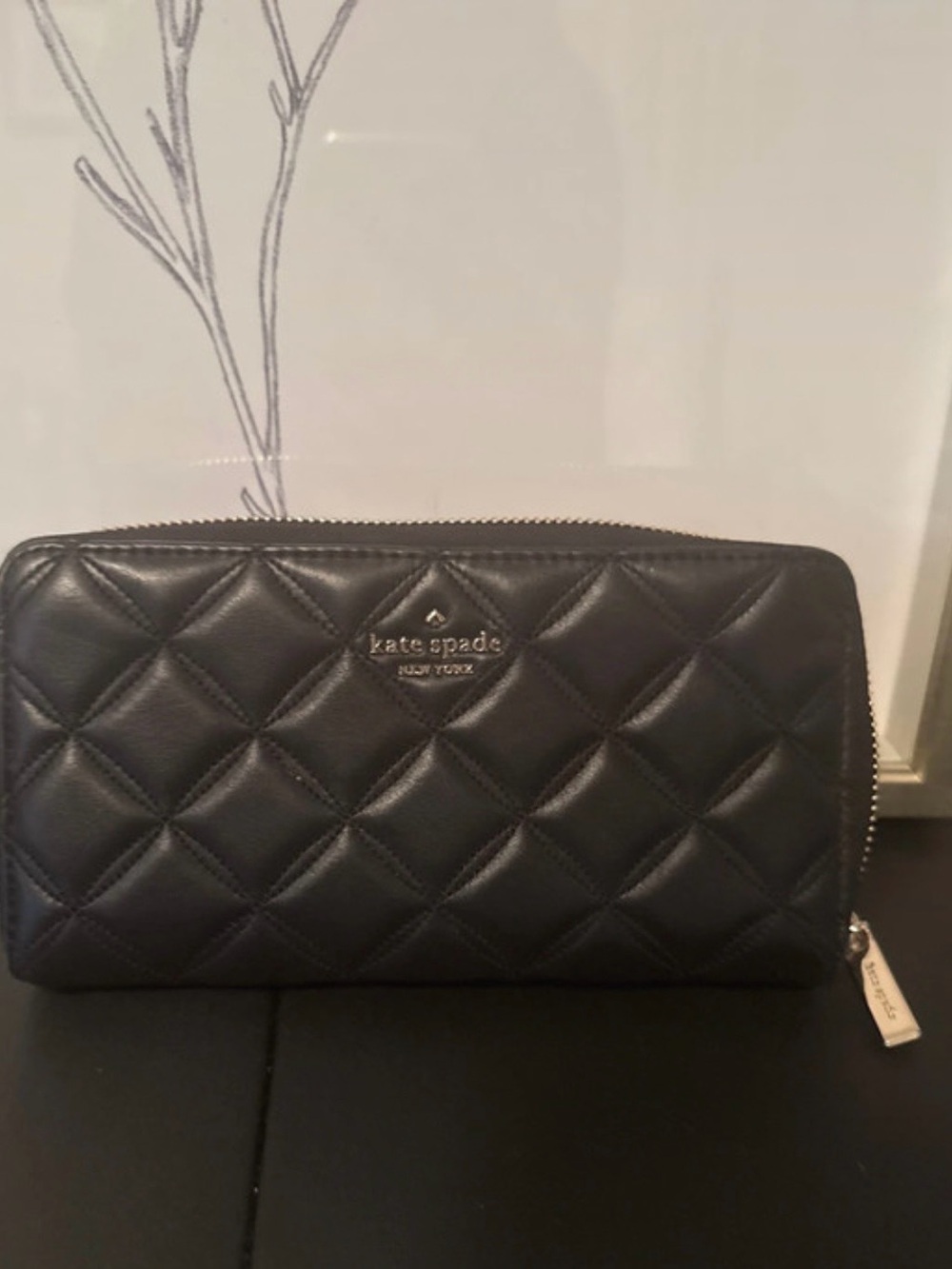 kate spade Quilted Black Zip-Around Wallet